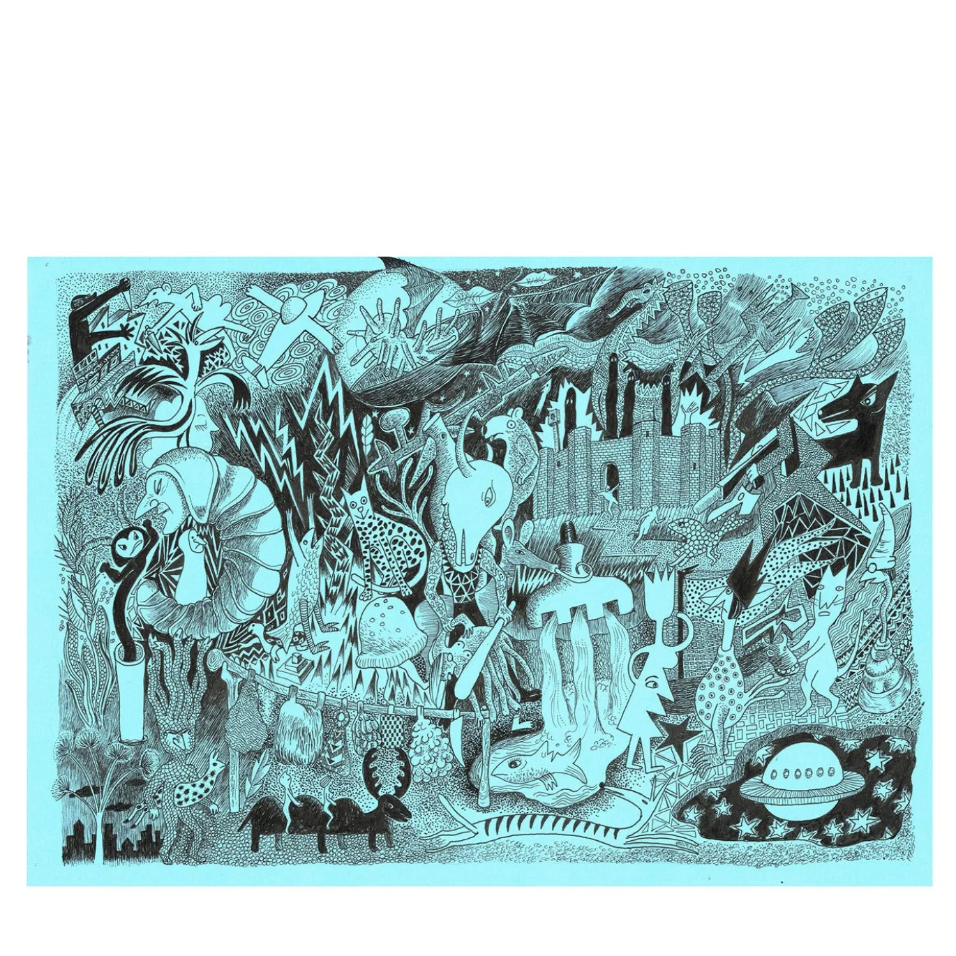 Alle Fresche Sorgenti - Disegno a penna su carta colorata