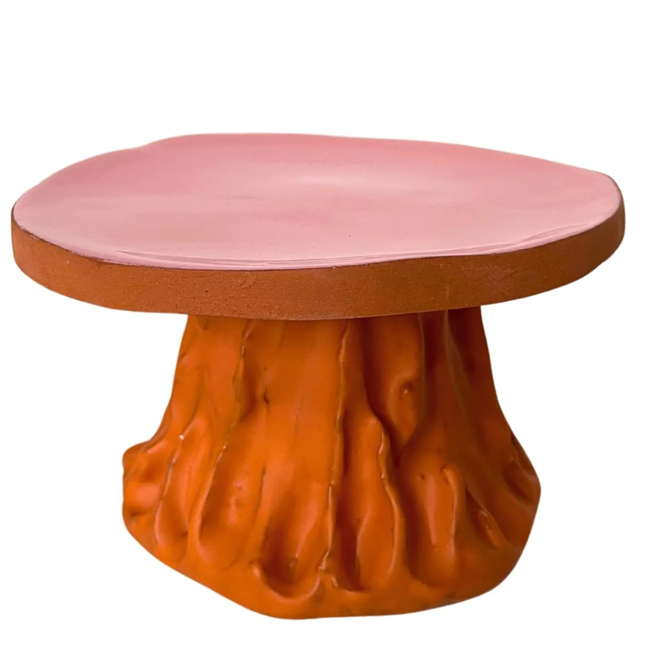 Alzata in Ceramica Serie Fungo Rosa e Arancione
