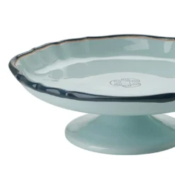 Alzata per dolci Monogram in ceramica celeste velato