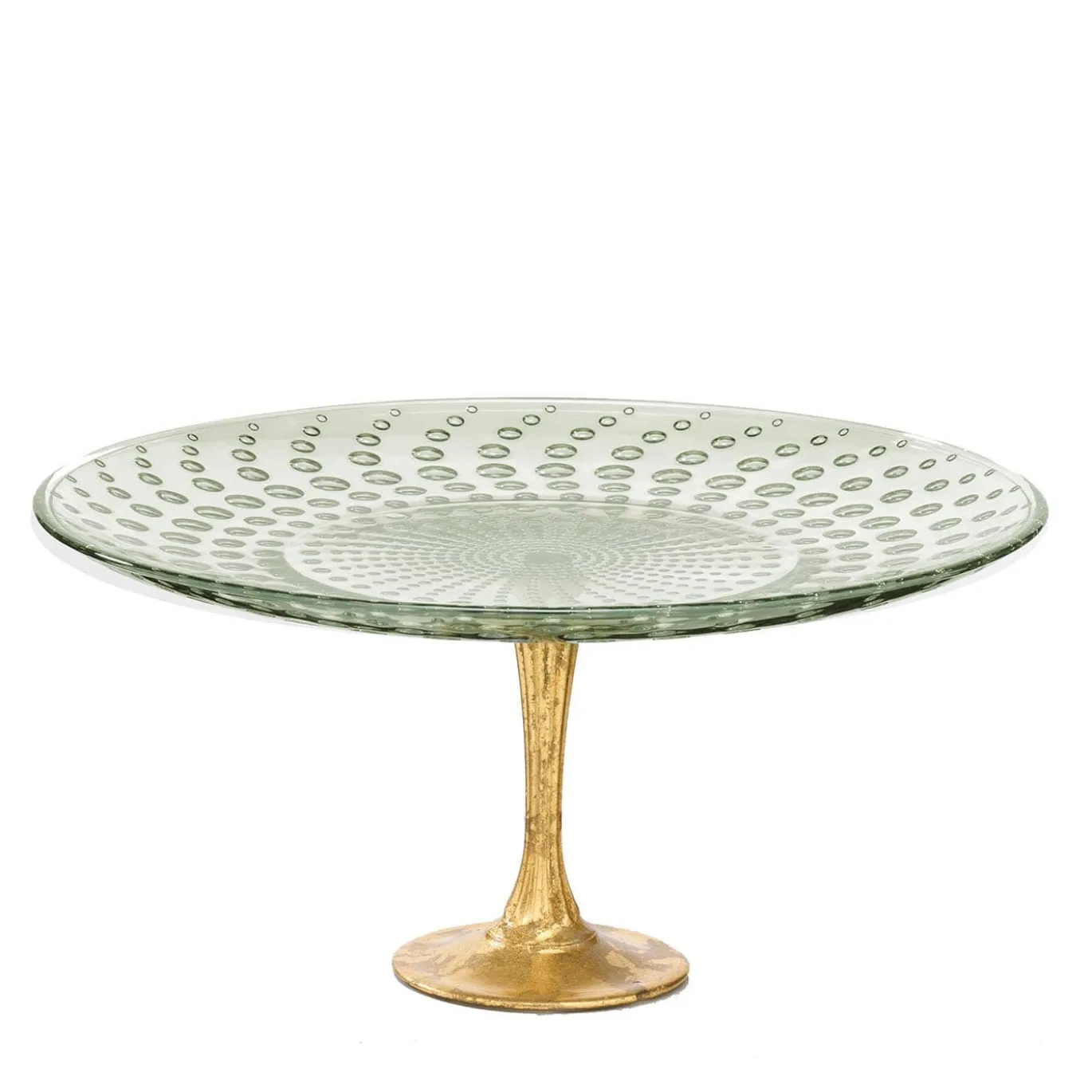 Alzata per torte con piedistallo in foglia d'oro e verde Astra