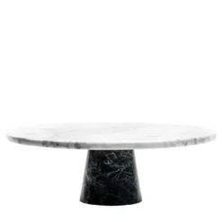 Alzata per torte in marmo bianco con base nera