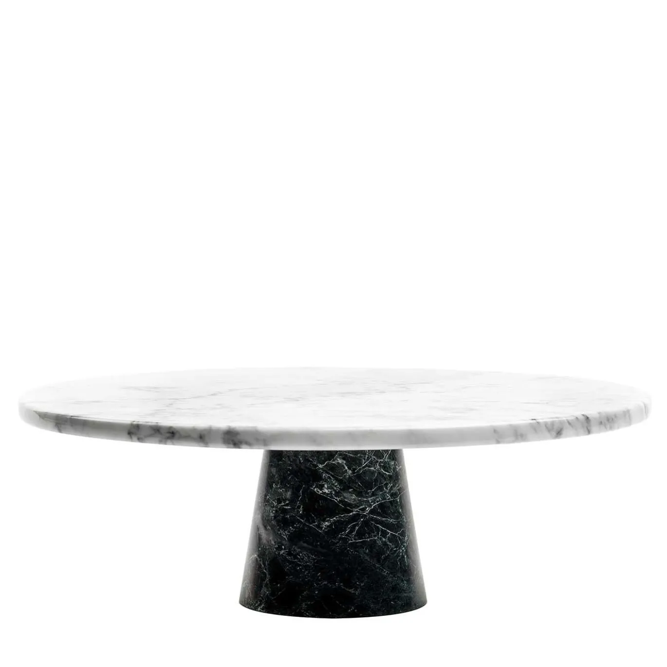 Alzata per torte in marmo bianco con base nera