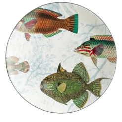 Amami Set di 2 piatti da pane in porcellana con pesci tropicali #3