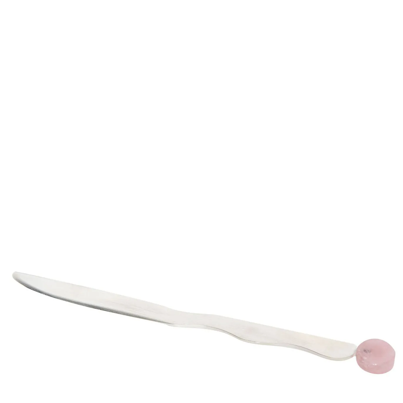 Aprilettere in ottone placcato argento e pietra di quarzo rosa