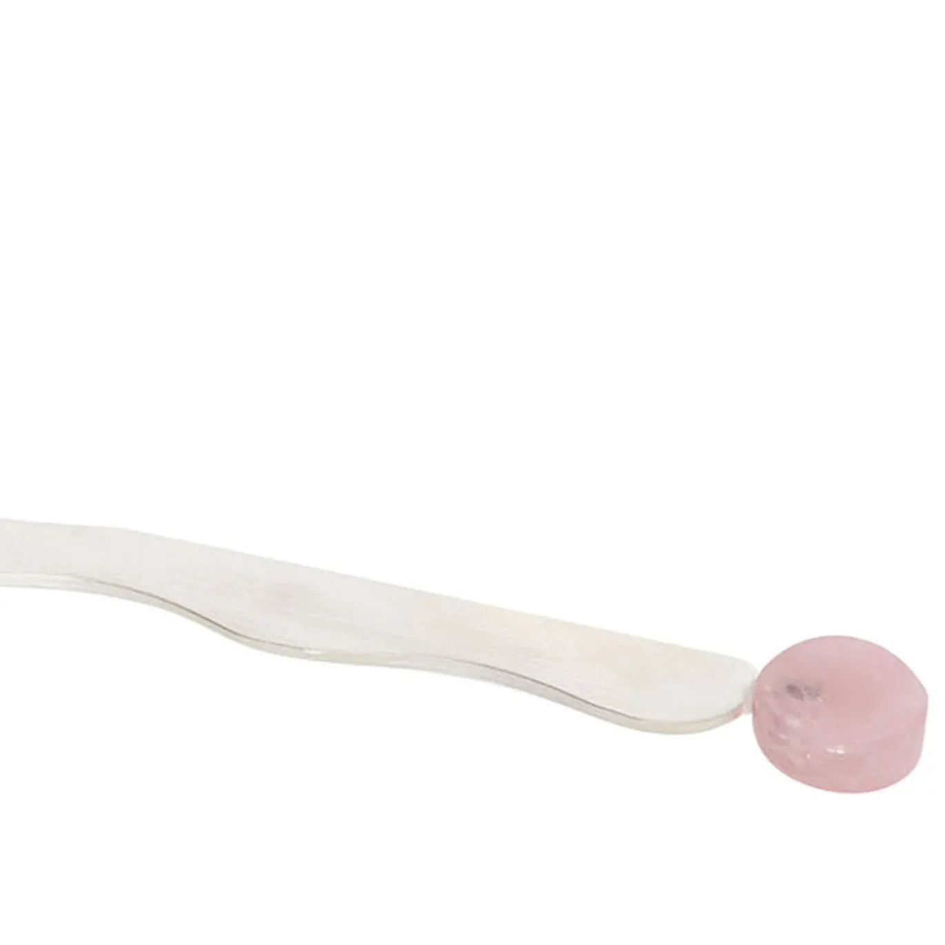 Aprilettere in ottone placcato argento e pietra di quarzo rosa