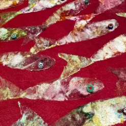 Arazzo Dipinto a Mano in Velluto Vortice Rosso