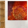 Arazzo Dipinto a Mano in Velluto Vortice Arancione e Viola