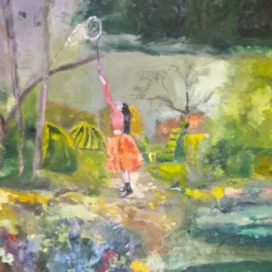 Arazzo figurativo Wonder Garden in organza di seta