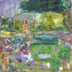 Arazzo figurativo Wonder Garden in organza di seta