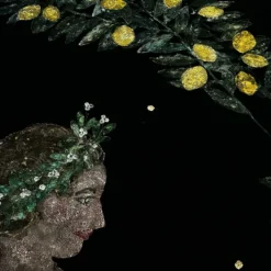 Arazzo Florae Incantata a tre pannelli in velluto nero