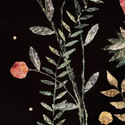 Arazzo Florae Incantata a tre pannelli in velluto nero
