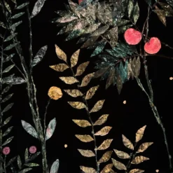 Arazzo Florae Incantata a tre pannelli in velluto nero