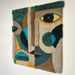 Arazzo Specular in lana blu verde e beige