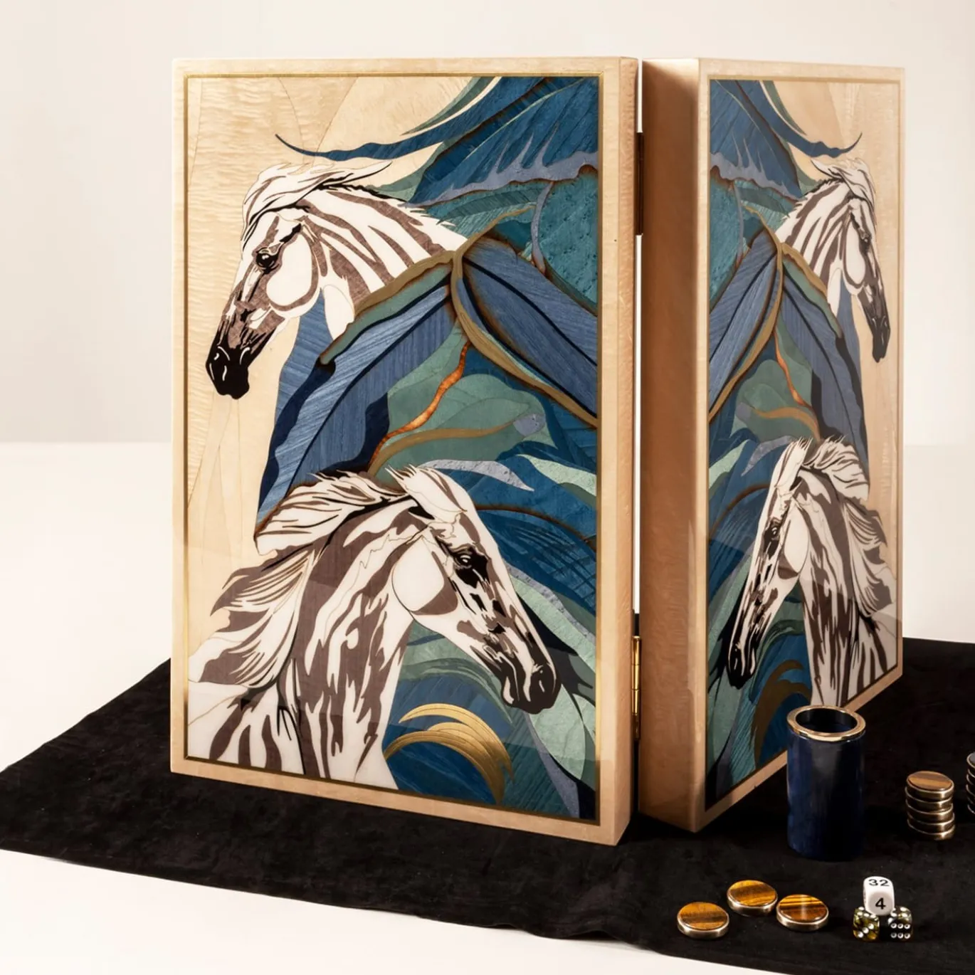 Backgammon Artistico intarsiato e policromo di Fabio Calagna