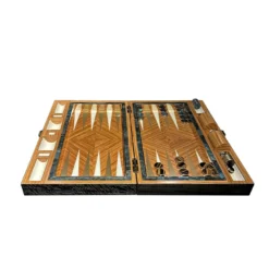 Backgammon Geometrico in Legno con dettagli in Pietre Semi Preziose