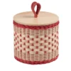 Barattolo Basso Perla in Midollo Bicolore Rosa/Naturale con Coperchio in Legno