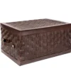 Baule Portascarpe Barcelona con Coperchio in Pelle Marrone