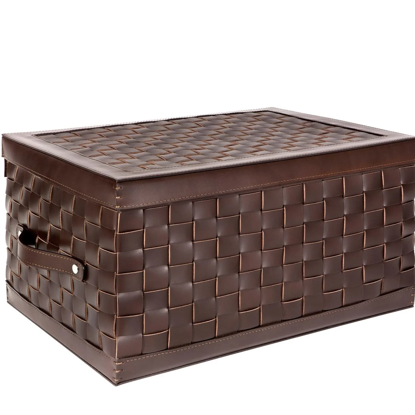 Baule Portascarpe Barcelona con Coperchio in Pelle Marrone