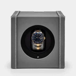 Bauletto porta orologi in pelle grigia