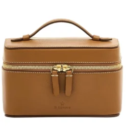 Beauty Case medio in pelle Gianduia