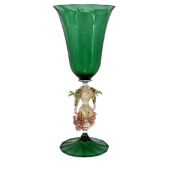 Bicchiere a stelo verde e oro Tipetto #2