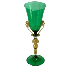 Bicchiere con stelo verde e oro Tipetto #1