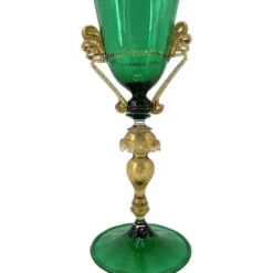 Bicchiere con stelo verde e oro Tipetto #1