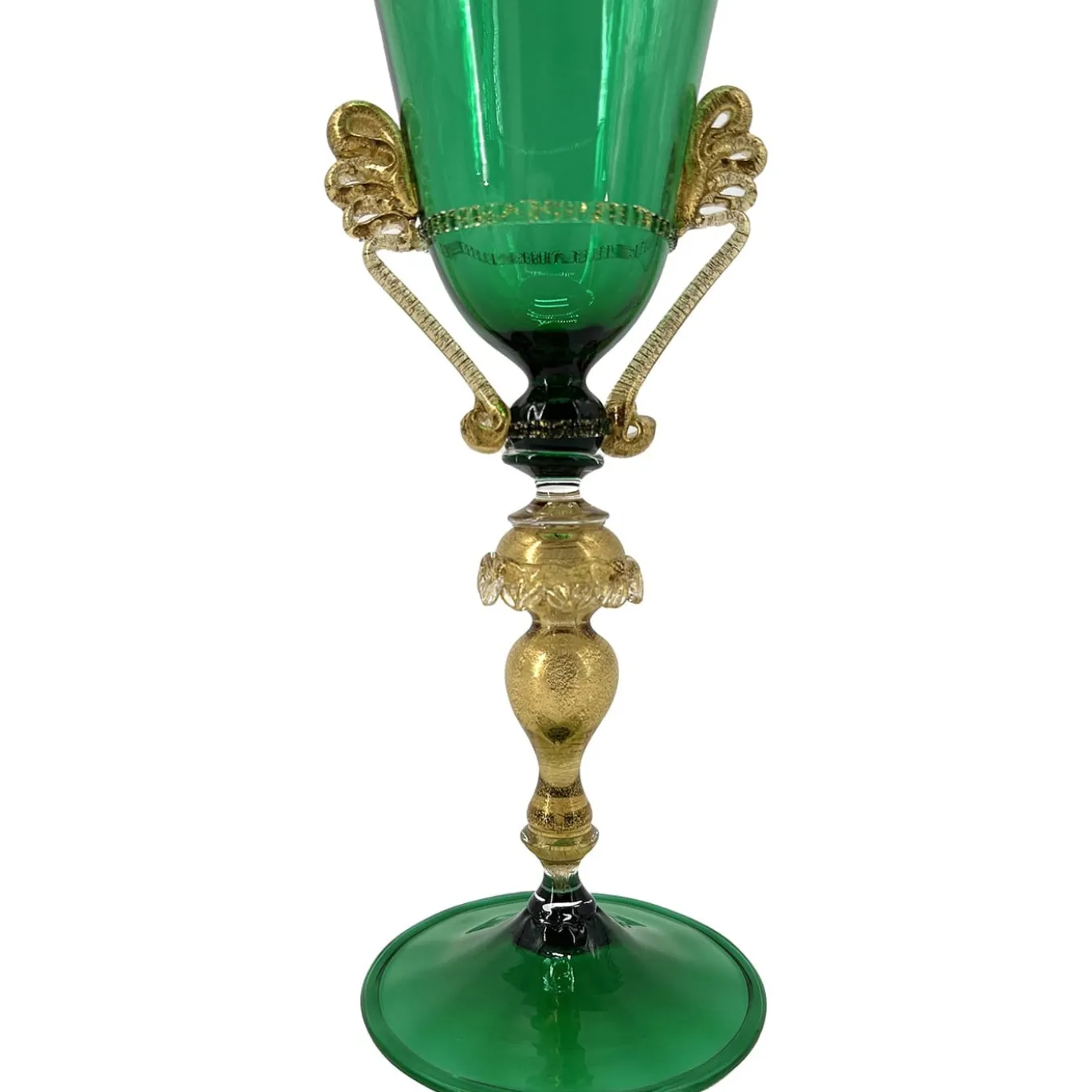 Bicchiere con stelo verde e oro Tipetto #1