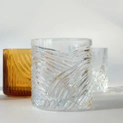 Bicchiere in cristallo trasparente Grecale inciso a mano