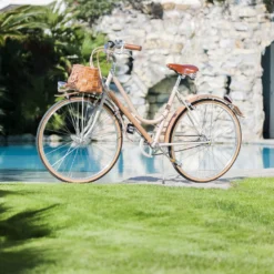 Bicicletta da donna rivestita in pelle, naturale