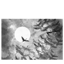 Birds and Waves White Row Carta da parati