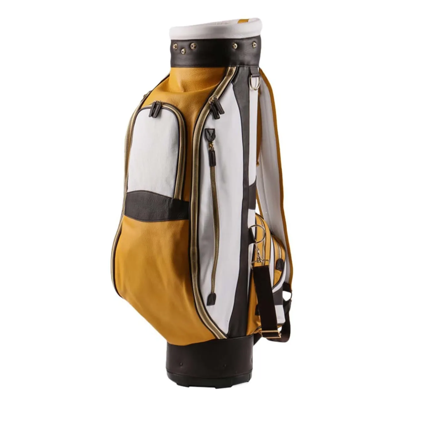 Borsa da golf bianca, gialla e marrone