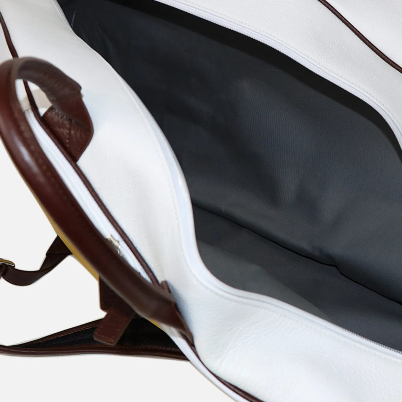 Borsa da tennis bianca e marrone