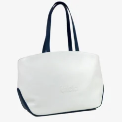 Borsa sportiva bianca/rossa/blu con tasca a forma di racchetta da tennis