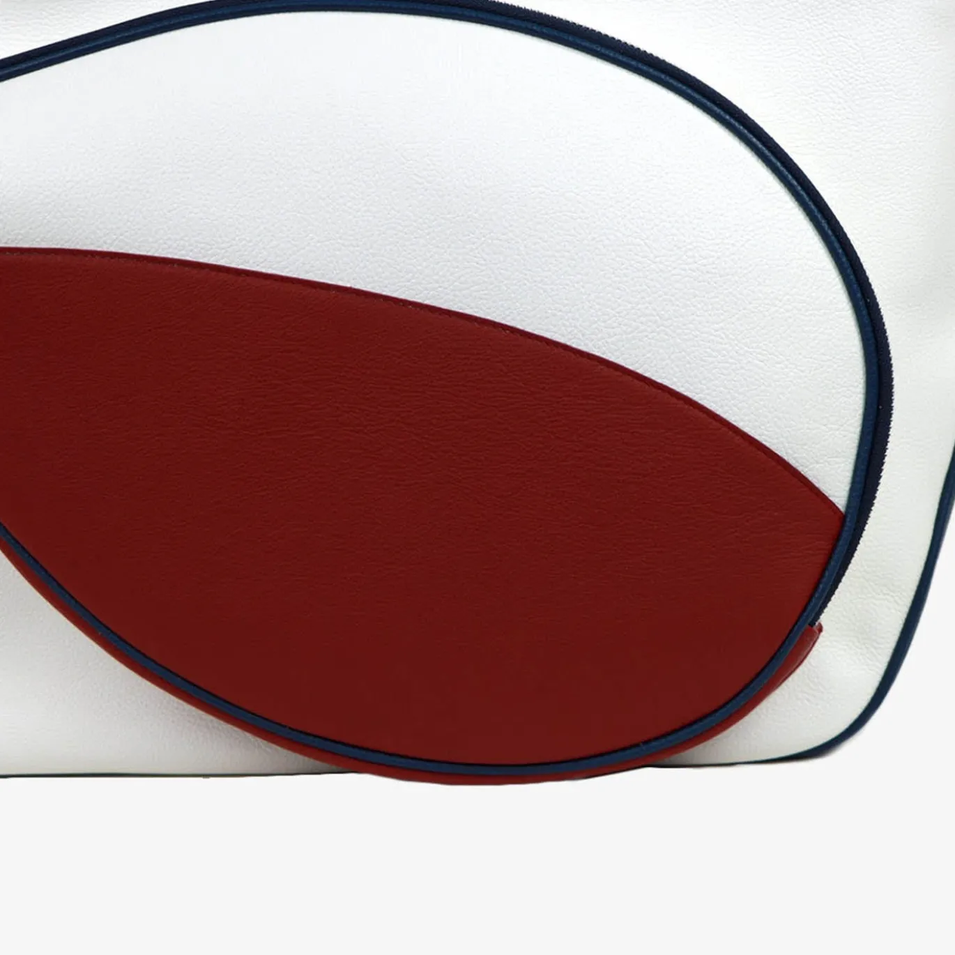 Borsa sportiva bianca/rossa/blu con tasca a forma di racchetta da tennis