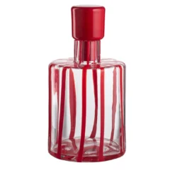 Bottiglia in vetro Murano Cyrcus Striped Rosso e Trasparente