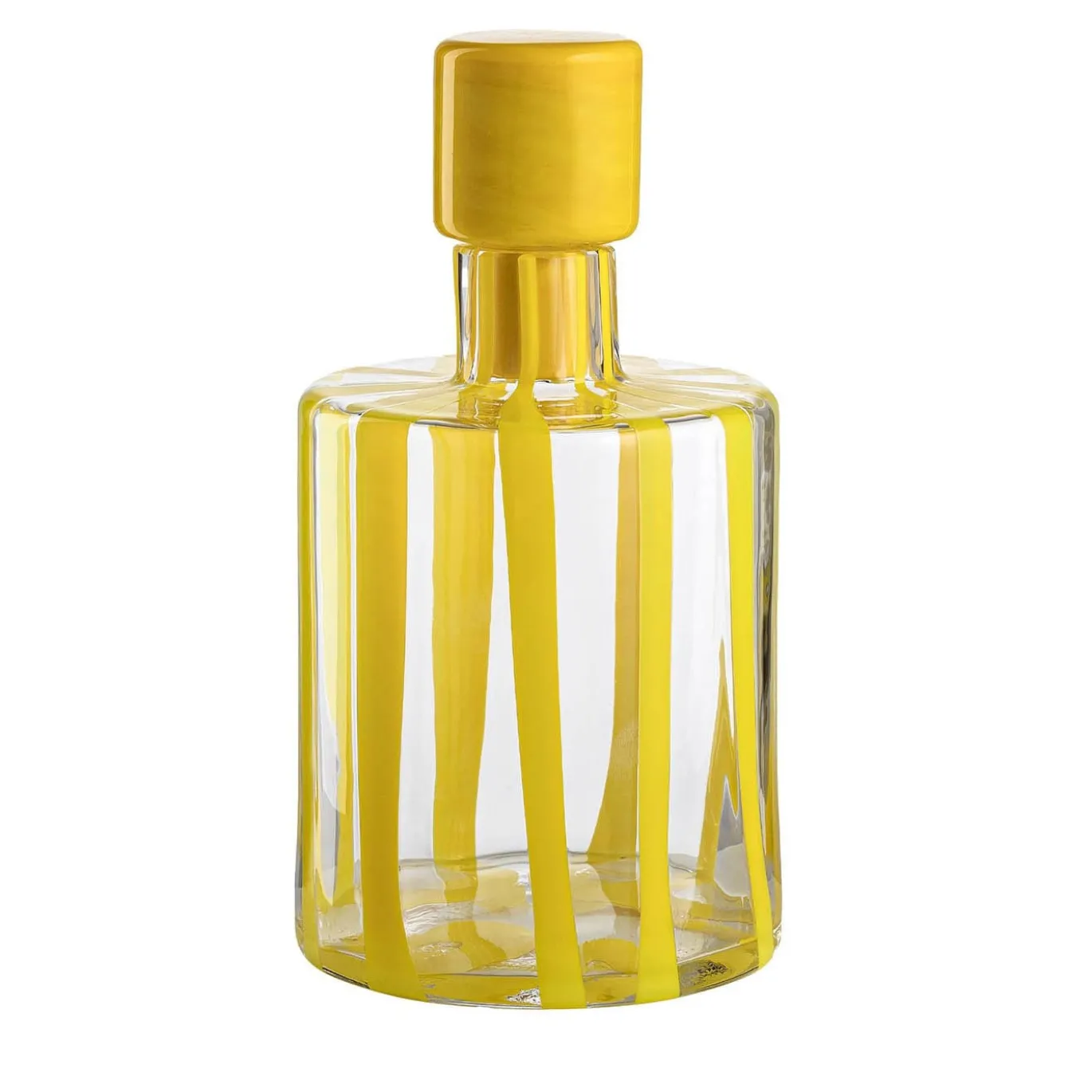 Bottiglia in vetro Murano Cyrcus Striped Giallo e Trasparente