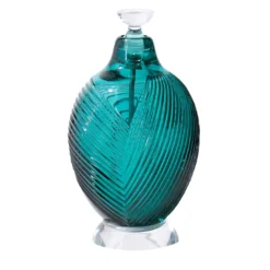 Bottiglia per profumo in cristallo soffiato a mano Cor blu verde petrolio