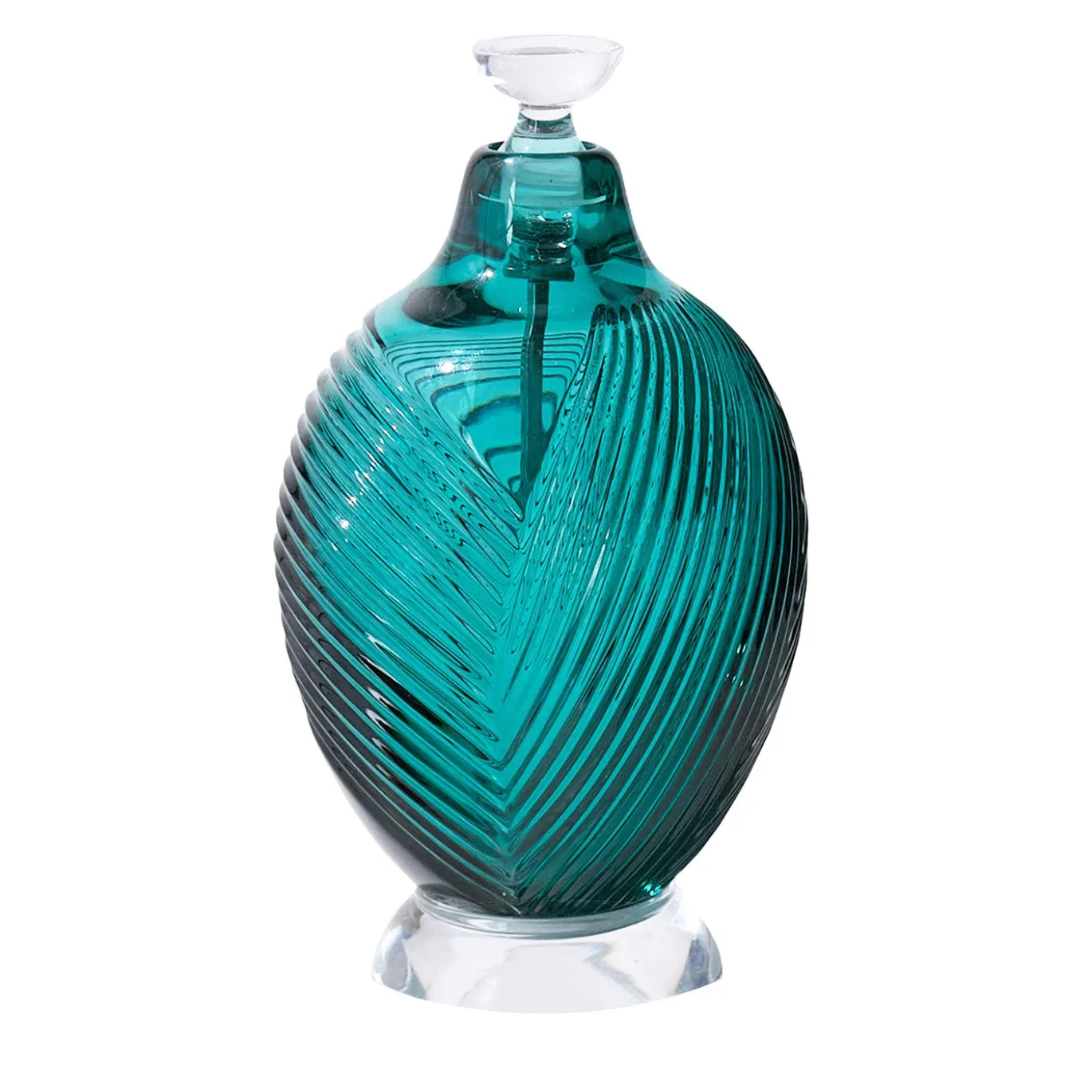 Bottiglia per profumo in cristallo soffiato a mano Cor blu verde petrolio