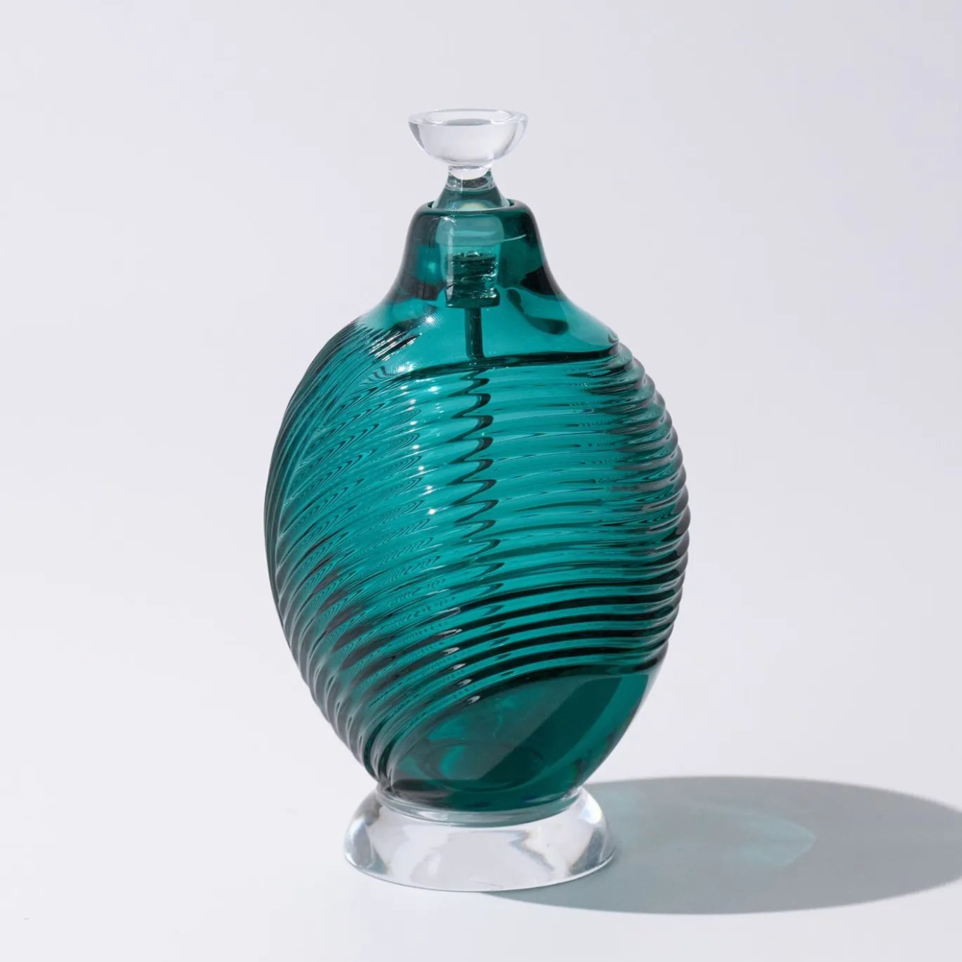 Bottiglia per profumo in cristallo soffiato a mano Cor blu verde petrolio