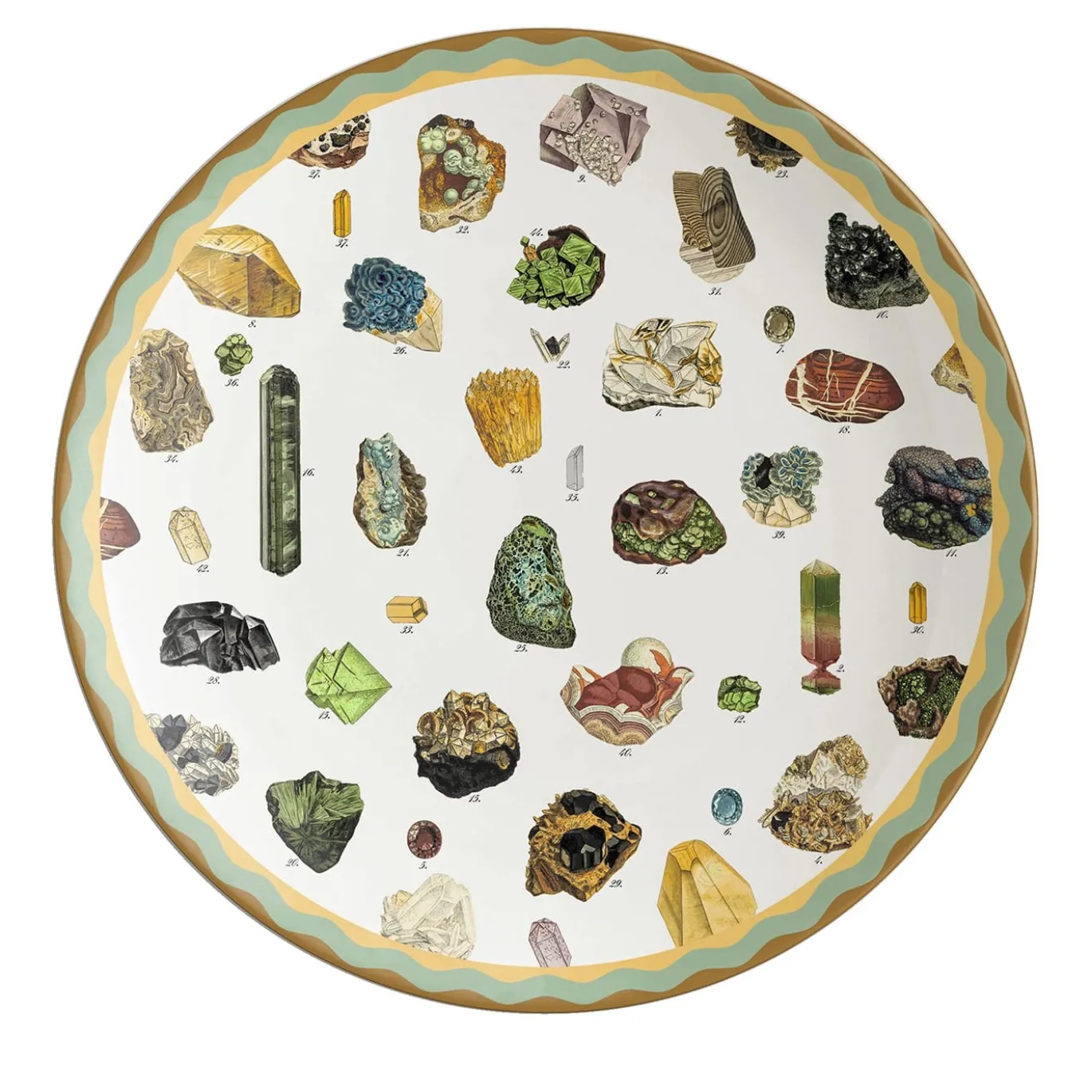 Cabinet De Curiosités Piatto da portata in porcellana con minerali