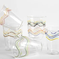 Cabinet De Curiosités Set di 6 bicchieri da acqua con onde colorate