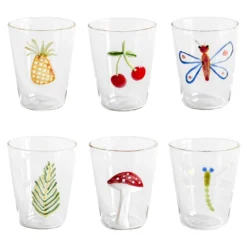 Cabinet De Curiosités Set di 6 bicchieri da acqua con elementi naturali