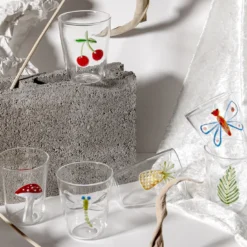 Cabinet De Curiosités Set di 6 bicchieri da acqua con elementi naturali