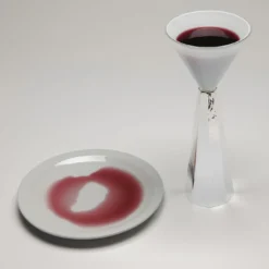 Calice Alegria in ottone argentato con coppa in vetro opalino bianco