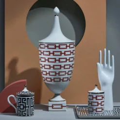 Candela Catene Scarlatto con coperchio di Gio Ponti