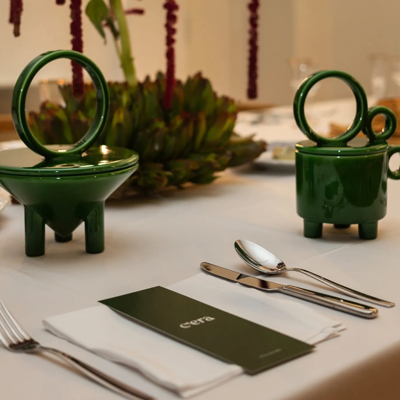 Candela in Ceramica Verde Erba Cup