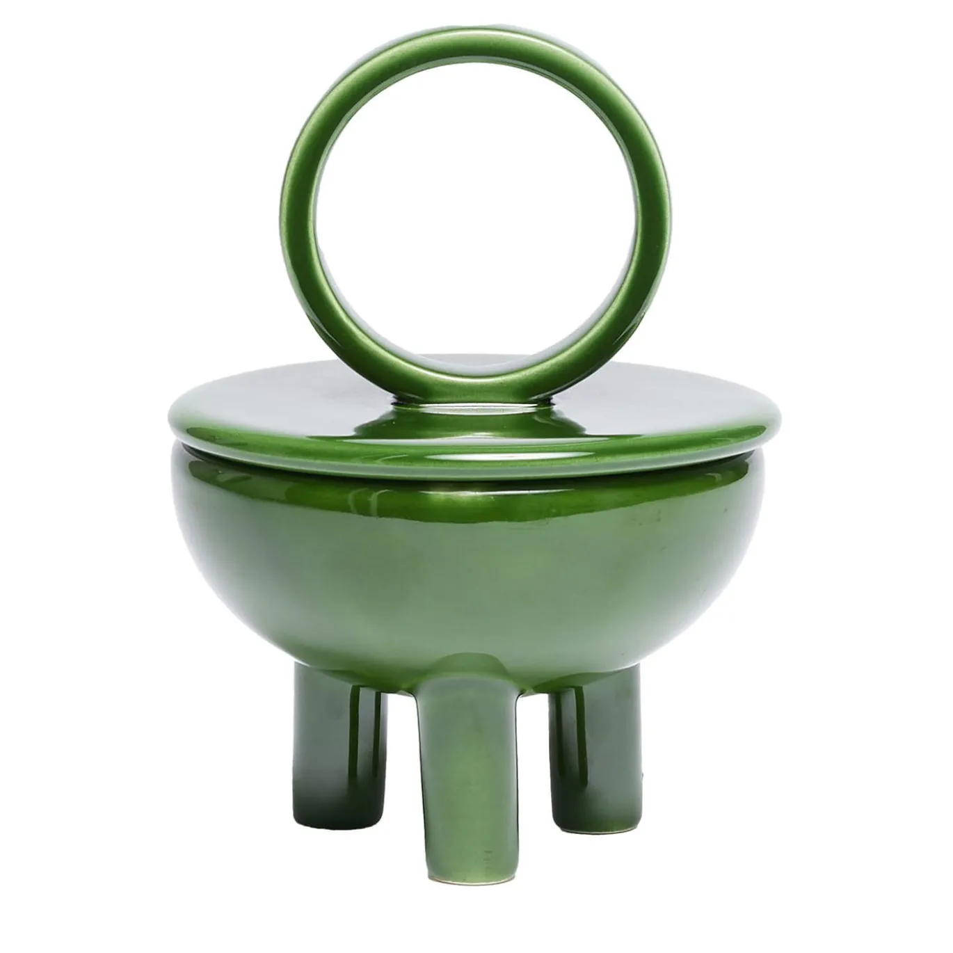 Candela in Ceramica Verde Erba Wok