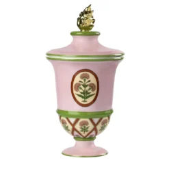 Candela in Porcellana Amphora Floreale Rajathra Palace con Coperchio