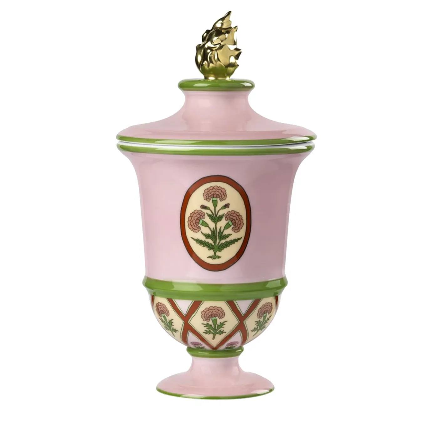 Candela in Porcellana Amphora Floreale Rajathra Palace con Coperchio